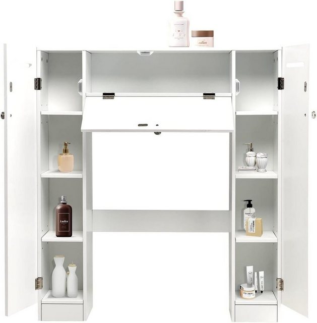 KOMFOTTEU Fächerschrank Toilettenregal 98 x 87 x 18 cm, Weiß günstig online kaufen