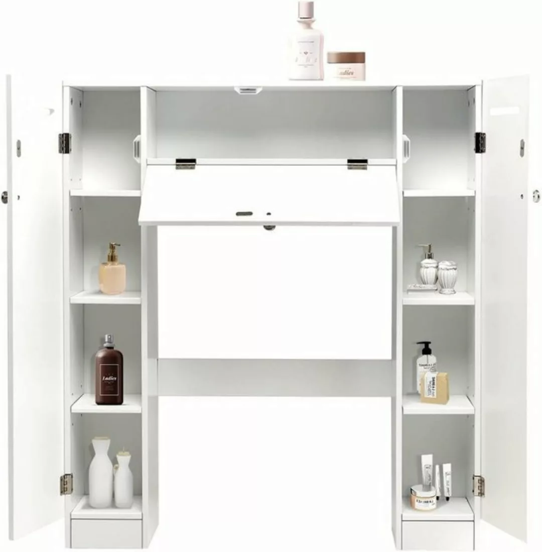 KOMFOTTEU Fächerschrank Toilettenregal 98 x 87 x 18 cm, Weiß günstig online kaufen