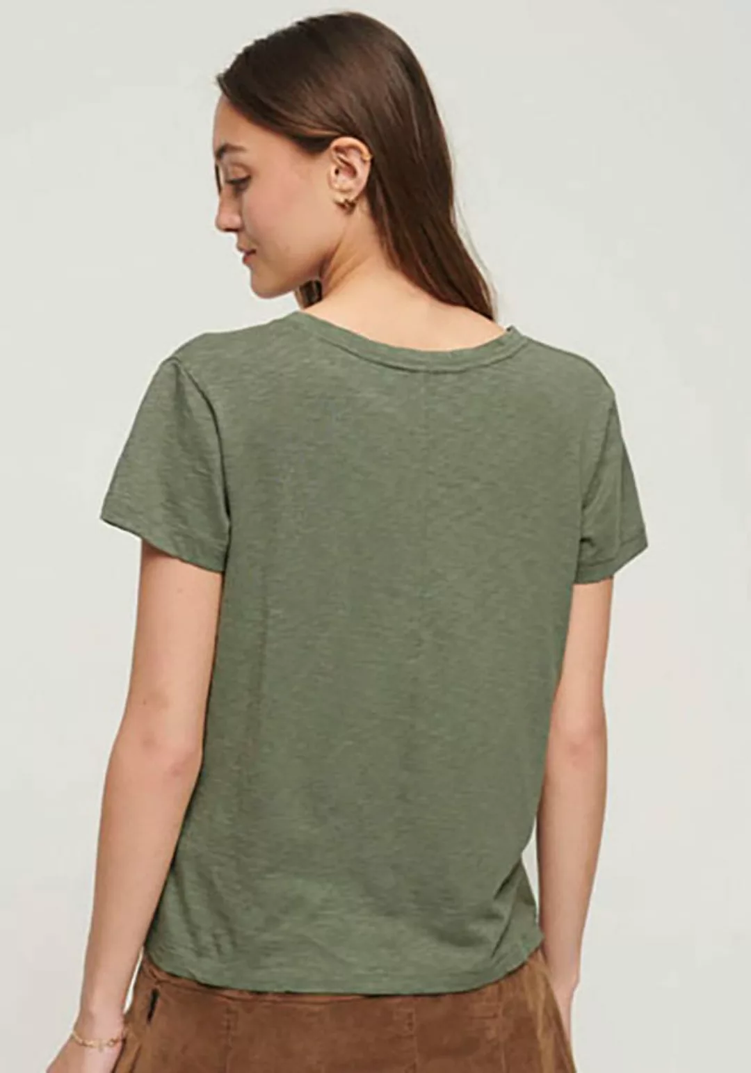 Superdry V-Shirt "STUDIOS SLUB EMB VEE TEE", strukturiertes T-Shirt mit V-A günstig online kaufen