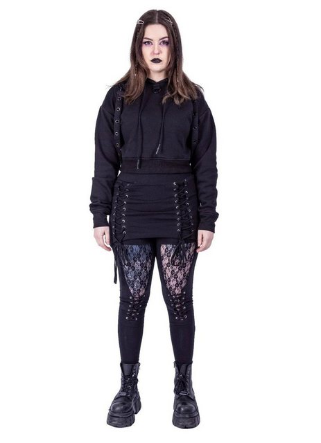 Heartless Hoodie Crop Kapuzenpullover Kyda Hood Gothic Riemen Punk Strapsen günstig online kaufen