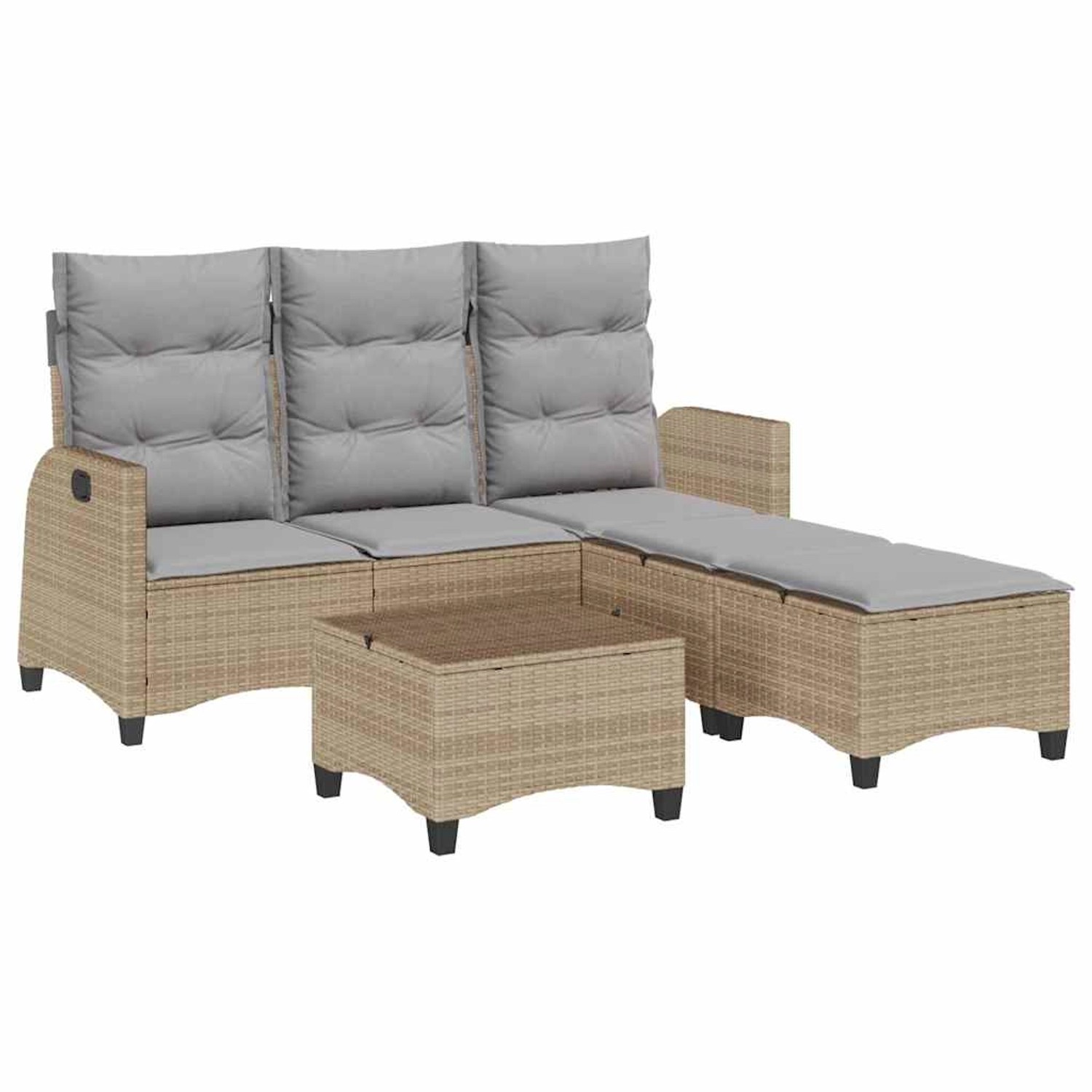 vidaXL 3-Tlg Garten-Sofagarnitur mit Kissen L-Form Beige Poly Rattan 332864 günstig online kaufen