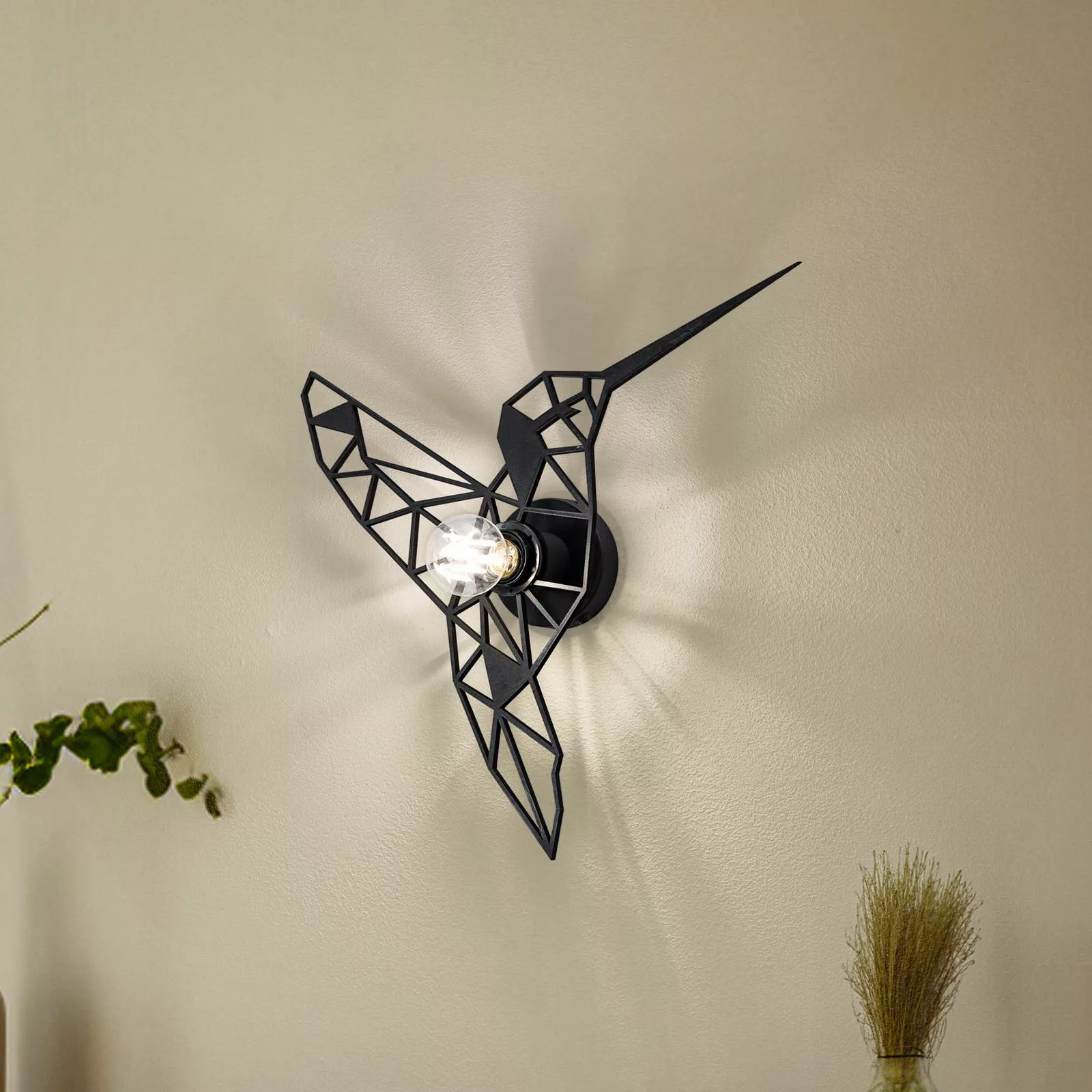 Wandlampe W-053 Lasercut, schwarzes Vogeldesign günstig online kaufen