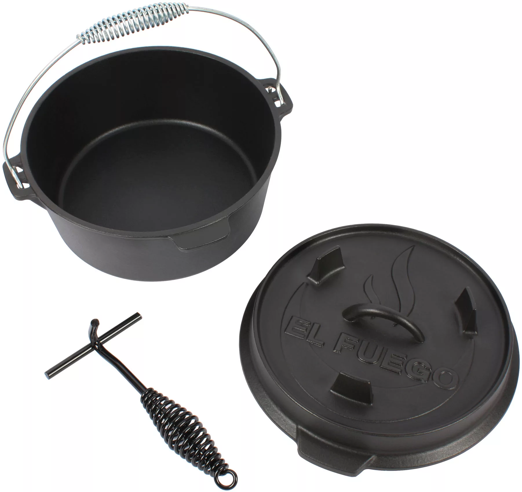 El Fuego Dutch-Oven Gusseisen 3,5 l Deckel 1 l Schwarz günstig online kaufen