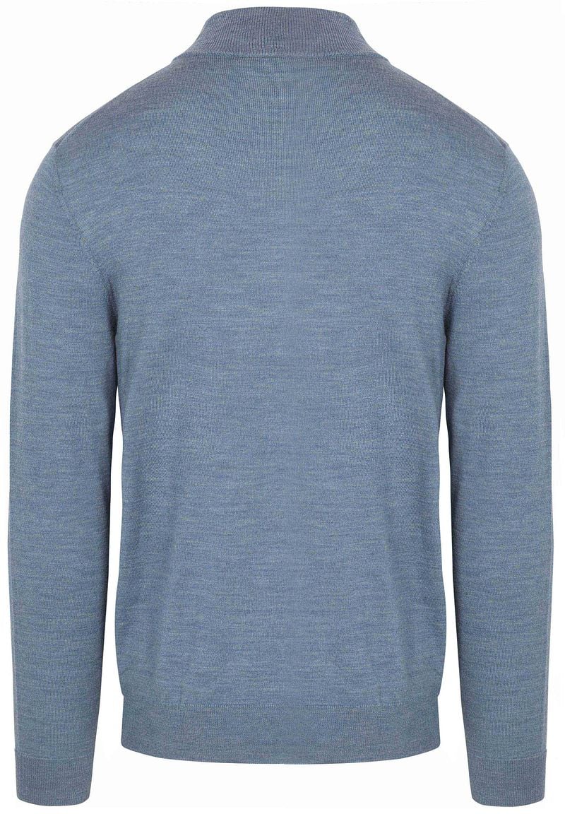 Profuomo Half Zip Pullover Merinowolle Melange Blau - Größe M günstig online kaufen