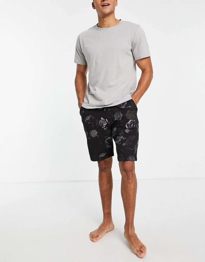 Bolongaro Trevor – Mono Rose Garden – Pyjama mit Shorts und T-Shirt-Schwarz günstig online kaufen