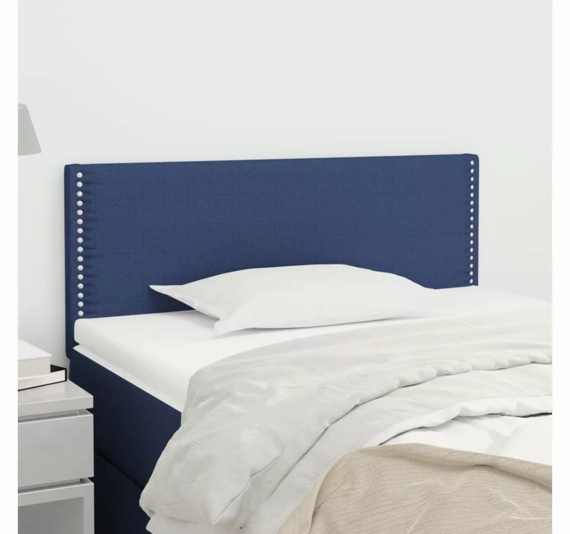 vidaXL Bett, Kopfteil Blau 80x5x78/88 cm Stoff günstig online kaufen