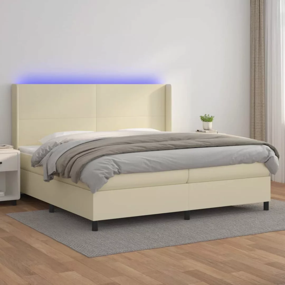 Vidaxl Boxspringbett Mit Matratze & Led Creme 200x200 Cm Kunstleder günstig online kaufen