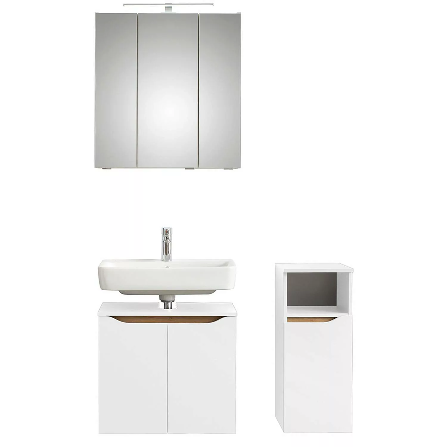 Badezimmer Möbel Set in Weiß Glanz mit Weiß Hochglanz QUEIMADOS-66, B/H/T c günstig online kaufen