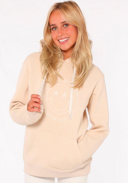 Zwillingsherz Hoodie "Happy and Beautiful", mit gleichfarbiger Smiley-Stick günstig online kaufen