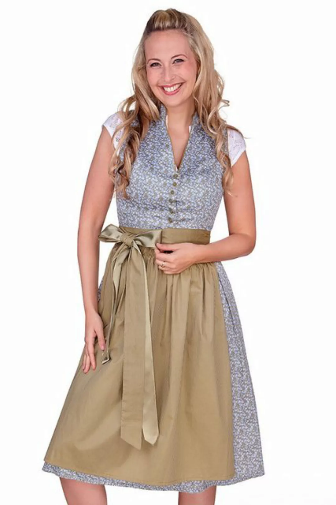 Alpenwahnsinn Dirndl Midi Dirndl 2tlg. - APRIL - hellblau/ocker günstig online kaufen