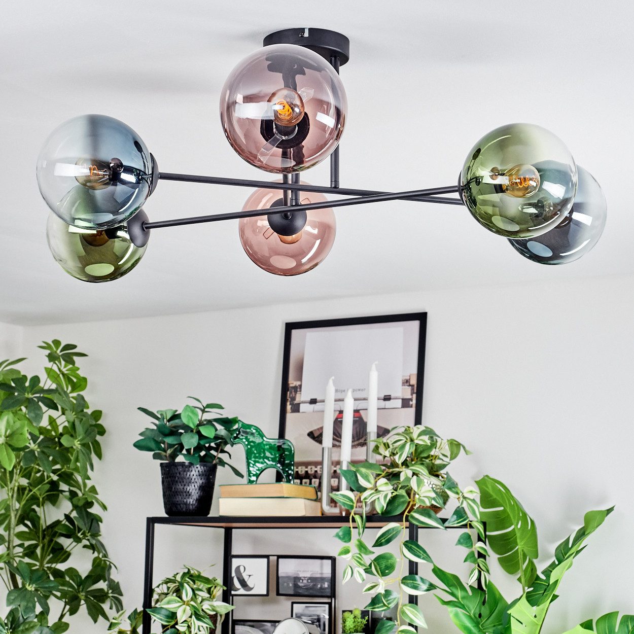 hofstein Deckenleuchte Deckenlampe aus Metall/Glas in günstig online kaufen