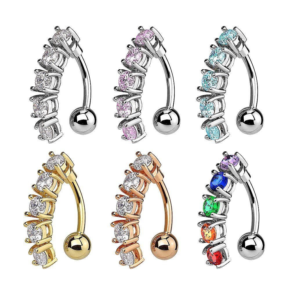 Taffstyle Bauchnabelpiercing Piercing Chirurgenstahl 5 Kristalle, günstig online kaufen