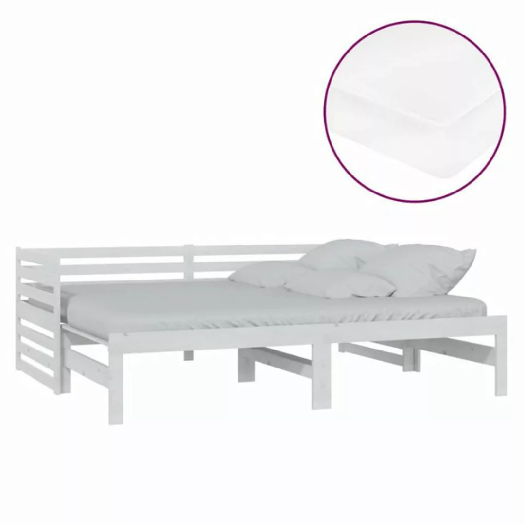 vidaXL Gästebett Ausziehbares Tagesbett Gästebett 2x90x200 cm Weiß Massivho günstig online kaufen