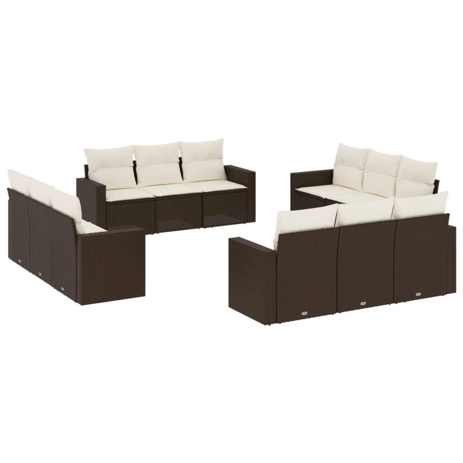 vidaXL 12-Tlg Garten-Sofagarnitur mit Kissen Braun Poly Rattan 3218763 günstig online kaufen