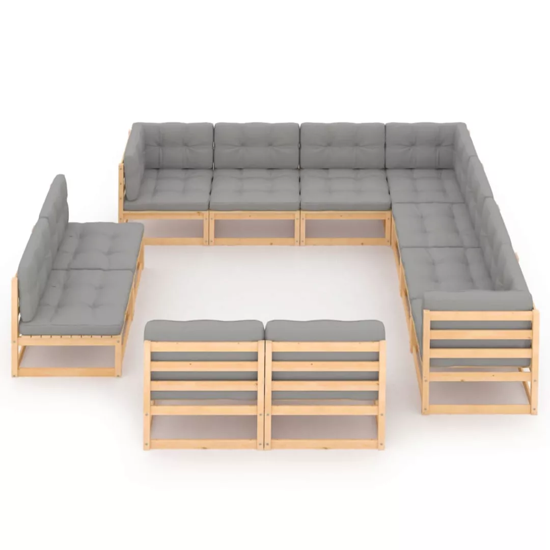 11-tlg. Garten-lounge-set Mit Kissen Kiefer Massivholz günstig online kaufen