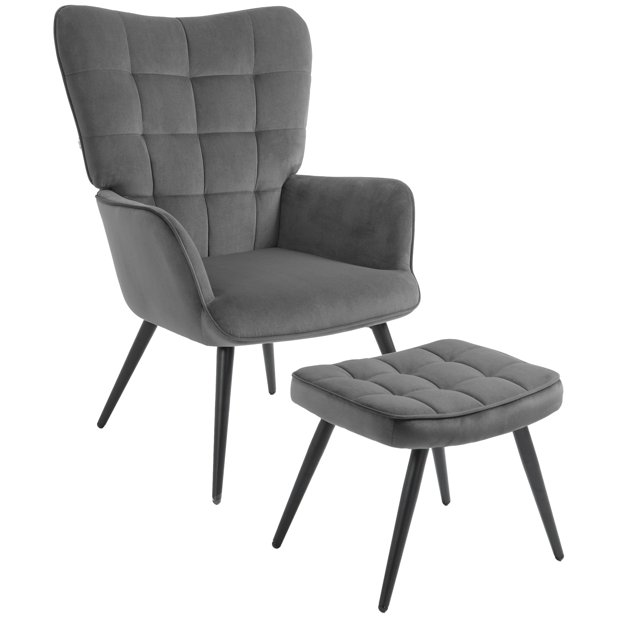 HOMCOM Ohrensessel mit Hocker Loungesessel Relaxsessel Polstersessel Samtop günstig online kaufen