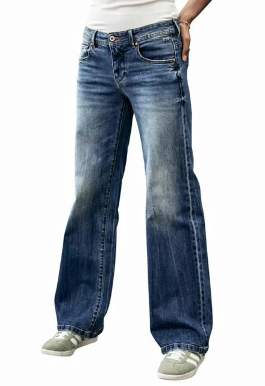 Freeman T. Porter Schlagjeans Agatha Damen Schlaghose Denim Sanremo medium günstig online kaufen