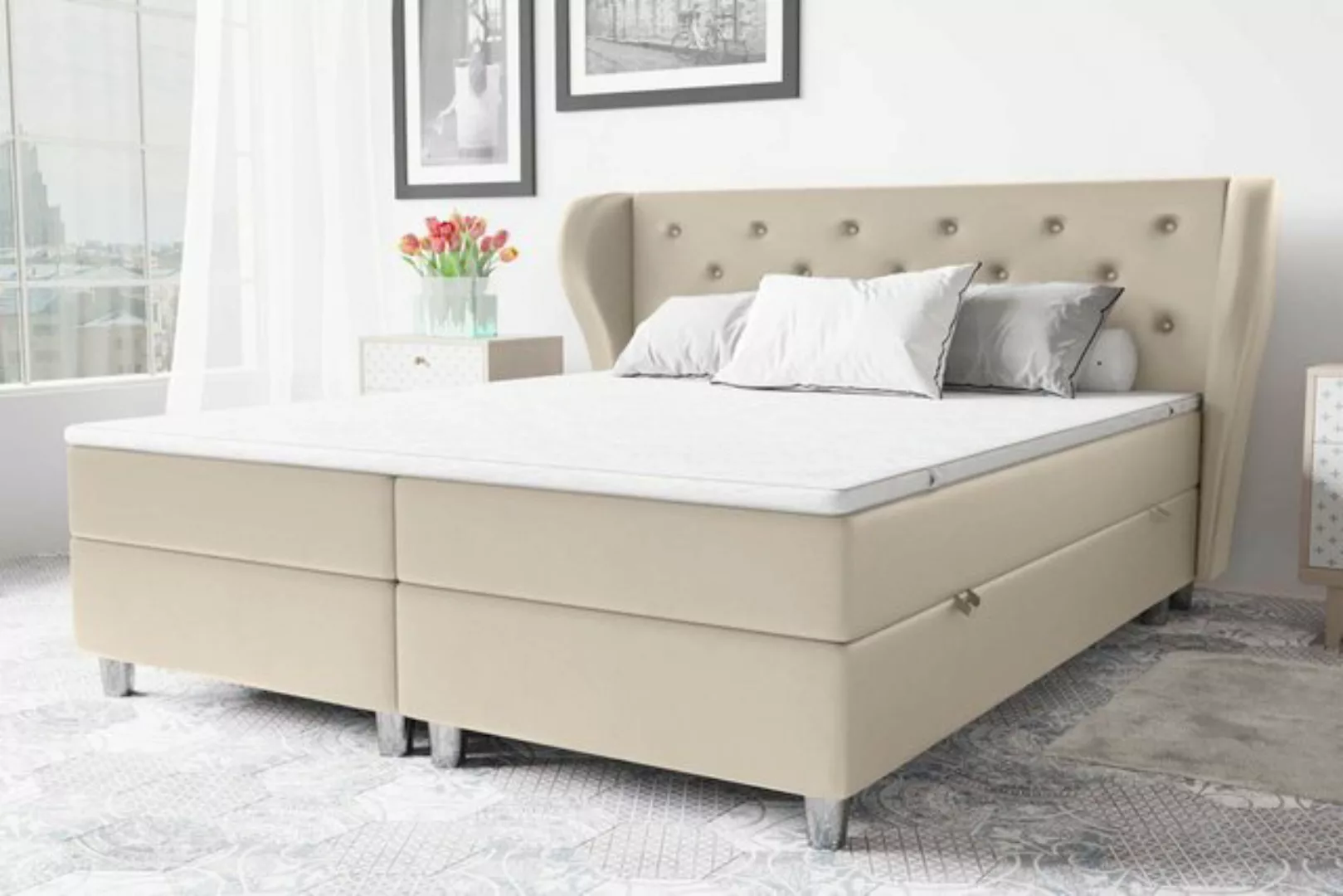 Stylefy Boxspringbett Wilhelm (Schlafzimmerbett, Bett), gepolstert günstig online kaufen