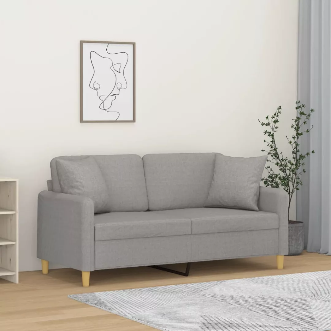 Vidaxl 2-sitzer-sofa Mit Kissen Hellgrau 140 Cm Stoff günstig online kaufen