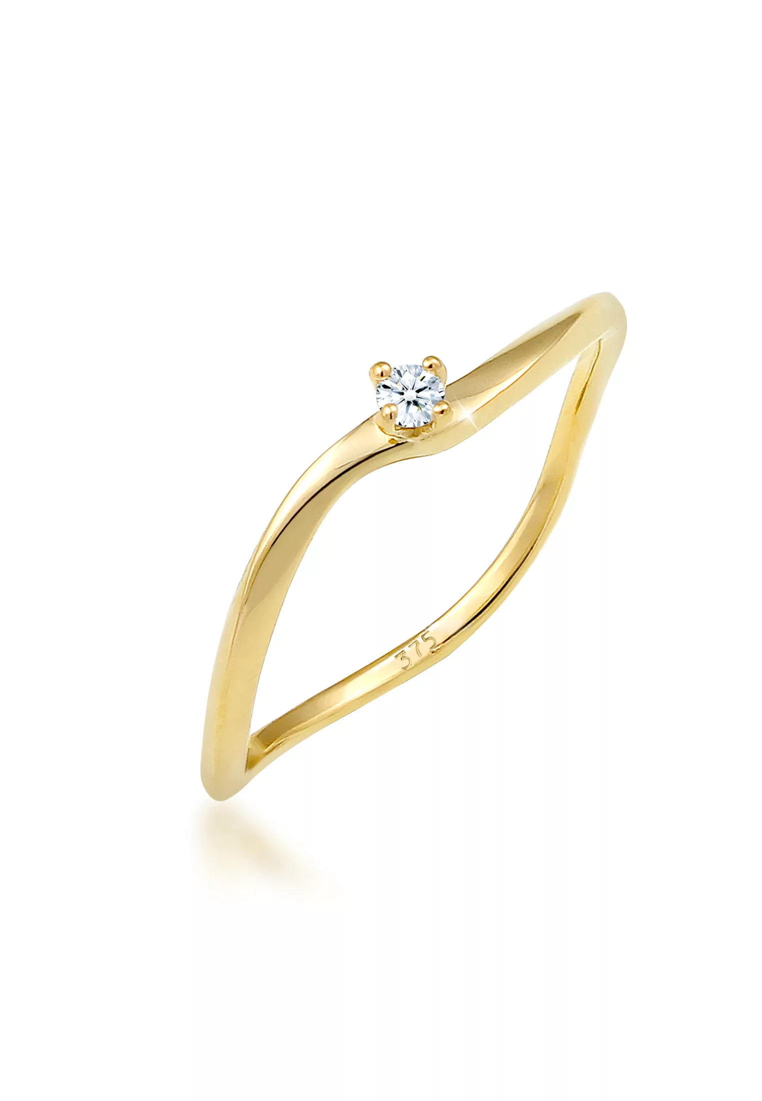 Elli DIAMONDS Verlobungsring "Verlobung Welle Diamant (0.03 ct.) 375 Gelbgo günstig online kaufen