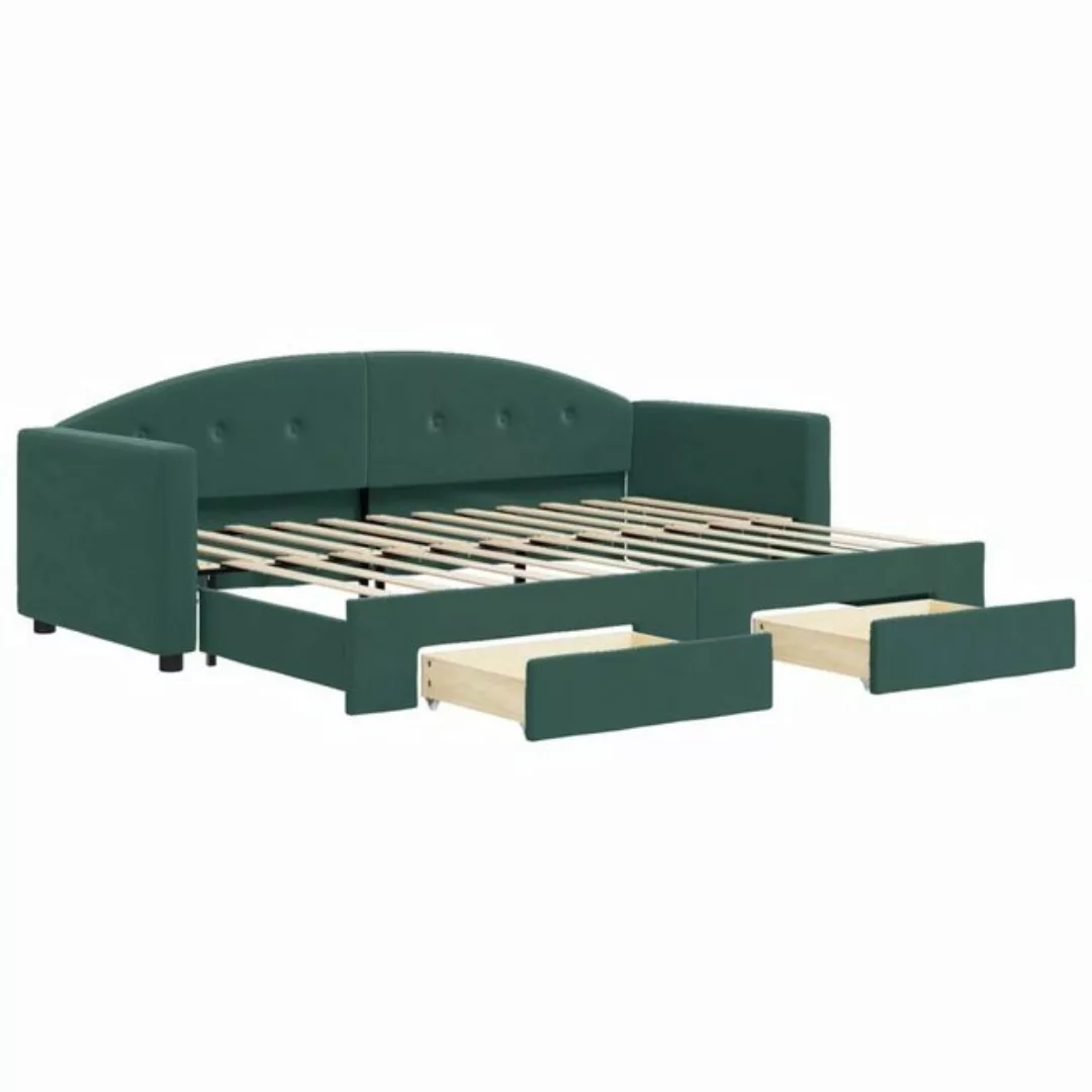 vidaXL Bett Tagesbett Ausziehbar mit Schubladen Dunkelgrün 80x200 cm Samt günstig online kaufen