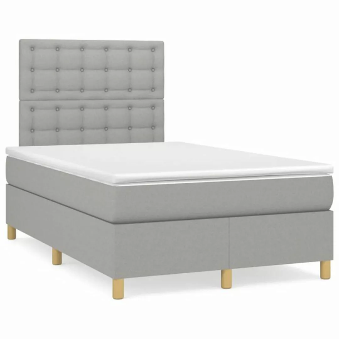 vidaXL Boxspringbett Boxspringbett mit Matratze Hellgrau 120x200 cm Stoff B günstig online kaufen