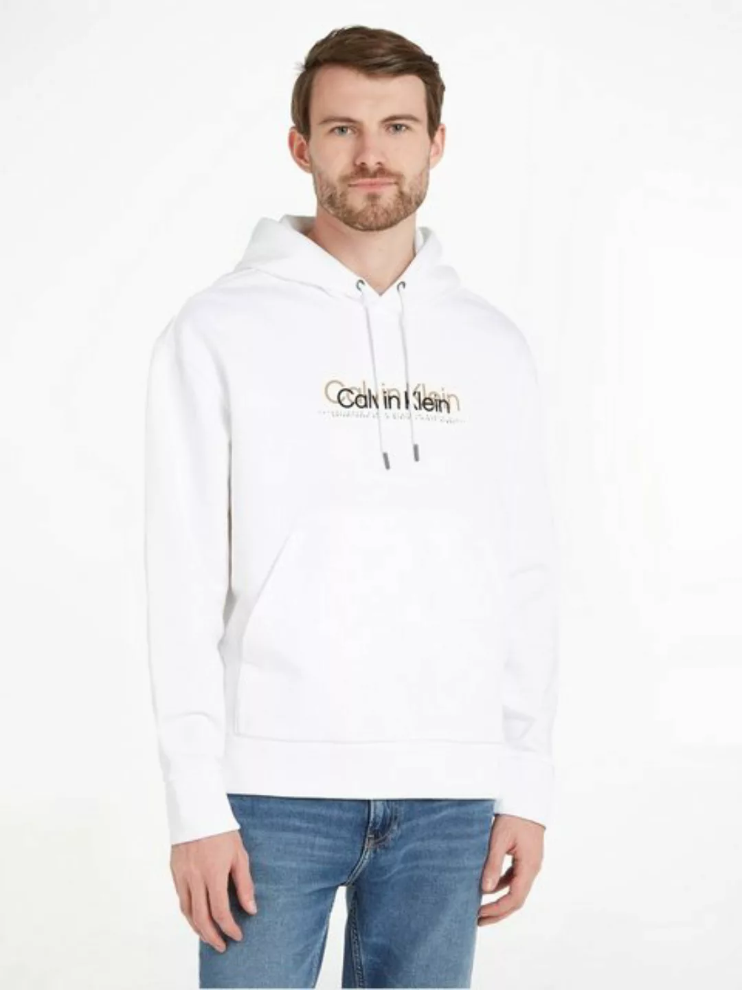 Calvin Klein Kapuzensweatshirt DOUBLE FLOCK LOGO HOODIE mit Markenlabel günstig online kaufen