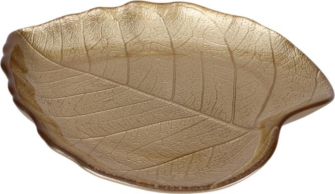 TELLER Dekoschale ca. 19 cm Blatt Gold 1 Stück Glas Gelb günstig online kaufen