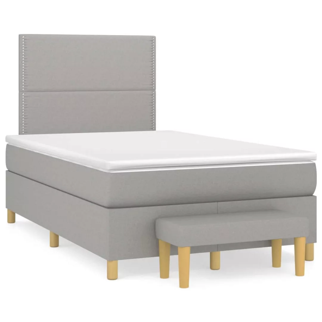 Vidaxl Boxspringbett Mit Matratze Hellgrau 120x200 Cm Stoff günstig online kaufen