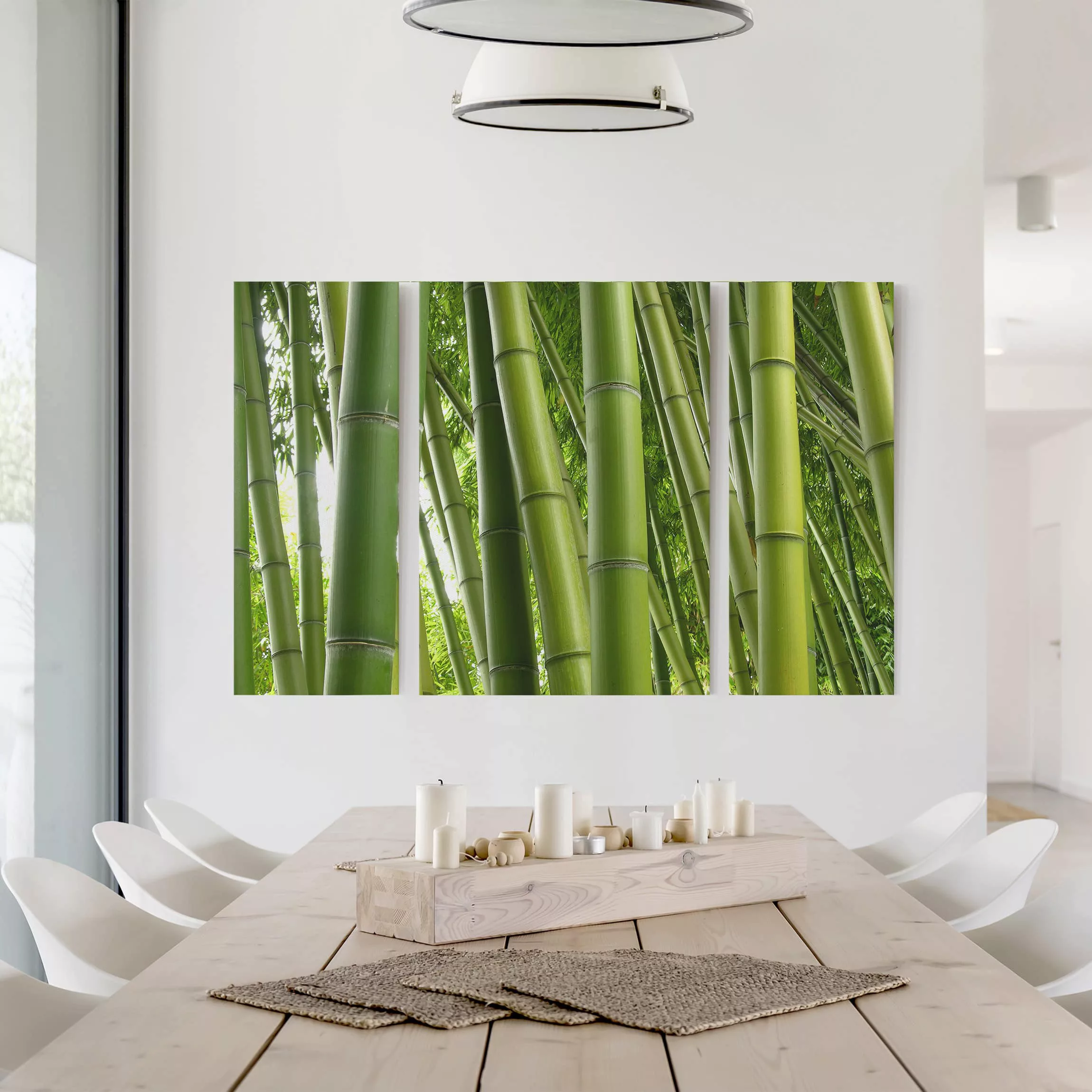 3-teiliges Leinwandbild Bambus - Querformat Bamboo Trees günstig online kaufen