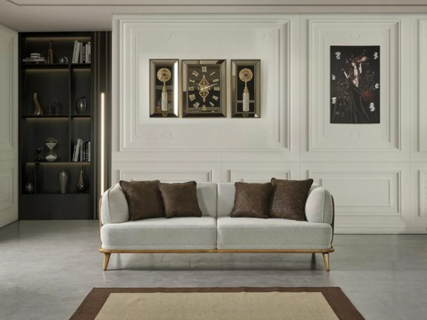 JVmoebel Sofa Sofa 2 Sitzer Grau Elegantes Modern Luxus Design Holz Möbel, günstig online kaufen