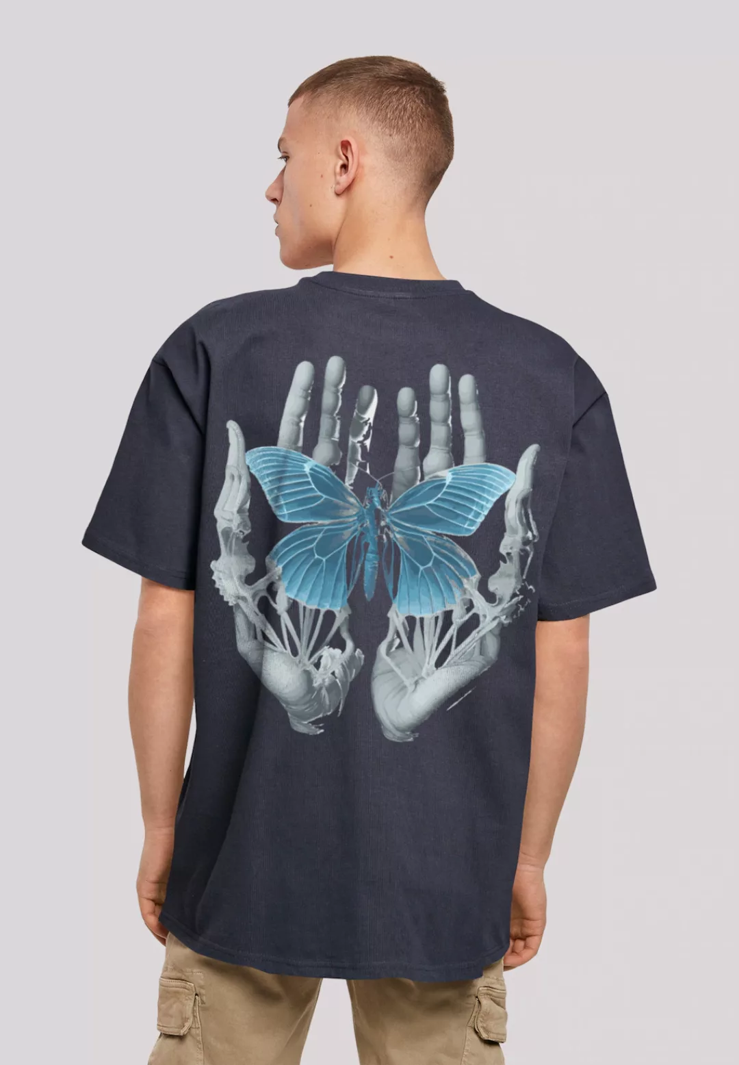 F4NT4STIC T-Shirt "Skelett Hände Schmetterling" günstig online kaufen