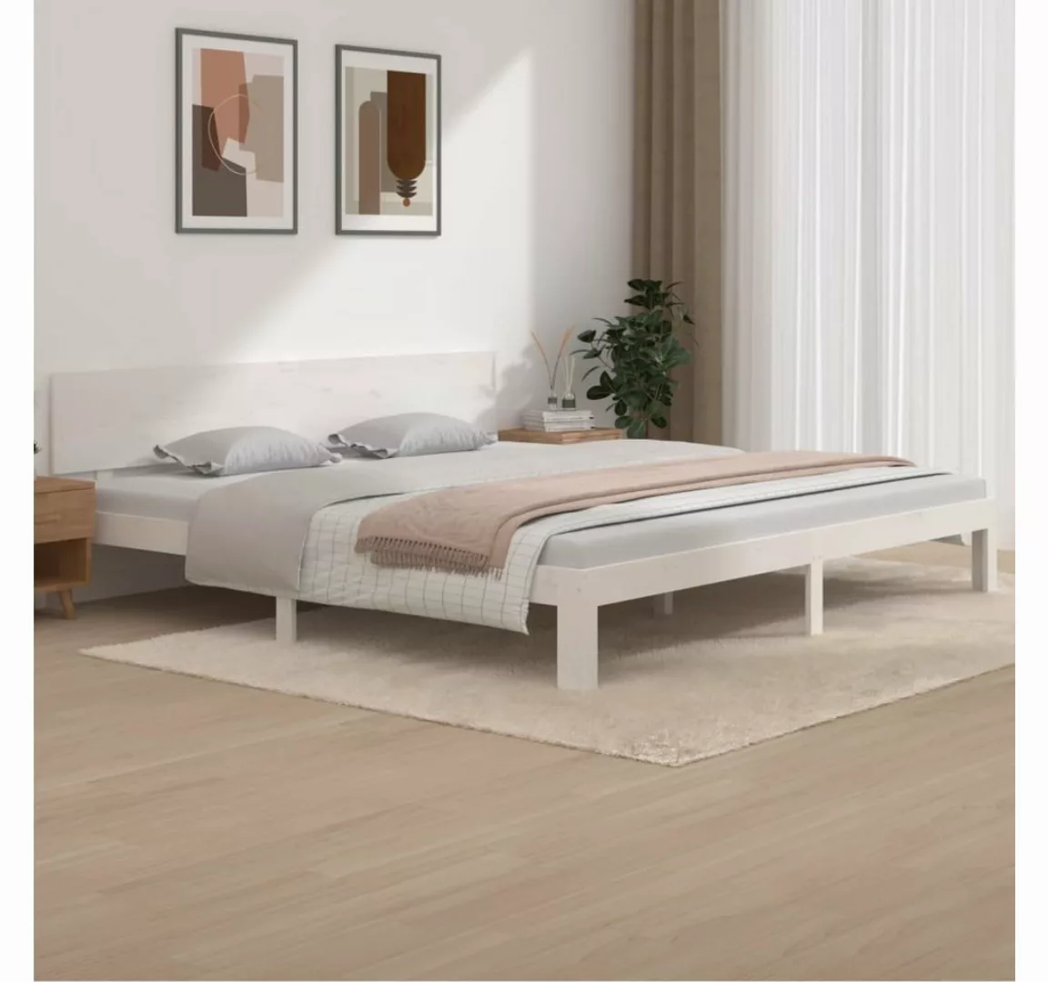 furnicato Bett Massivholzbett Weiß Kiefer 200x200 cm günstig online kaufen