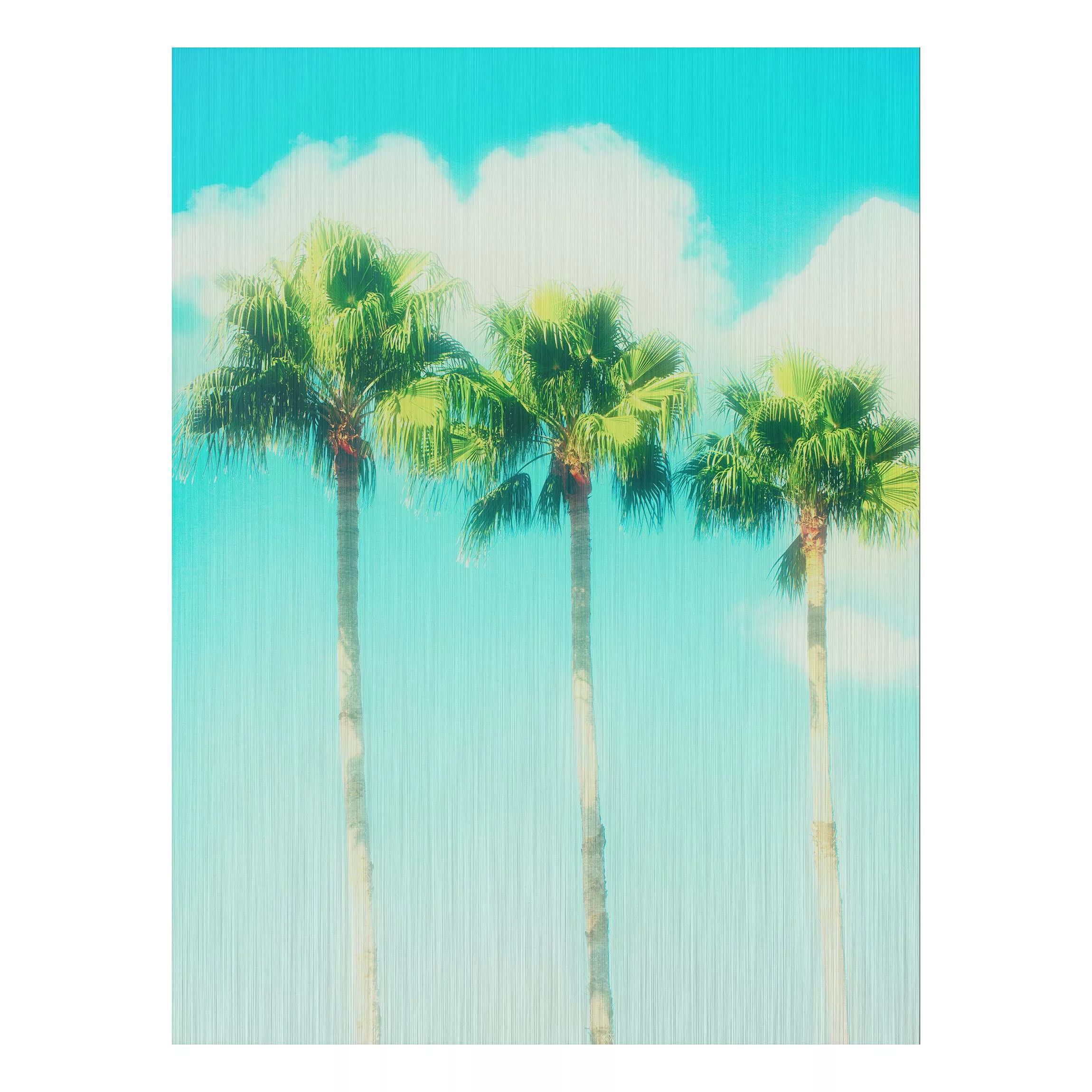 Alu-Dibond Bild Natur & Landschaft - Hochformat 3:4 Palmen vor Himmel Blau günstig online kaufen