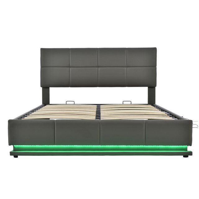 Celya Polsterbett 160 x 200 cm Bettgestell mit LED, Doppelbett mit höhevers günstig online kaufen