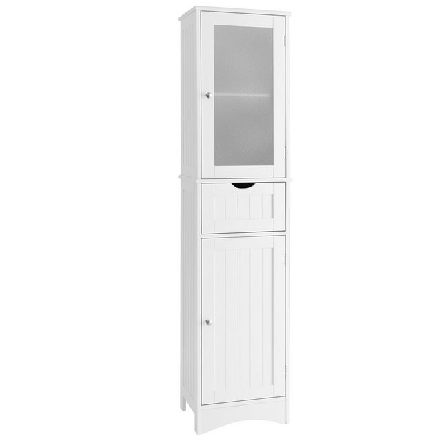 COSTWAY Hochschrank ad,mit Schublade, 4 Fächern & Glastür,schmal,Holz,170cm günstig online kaufen