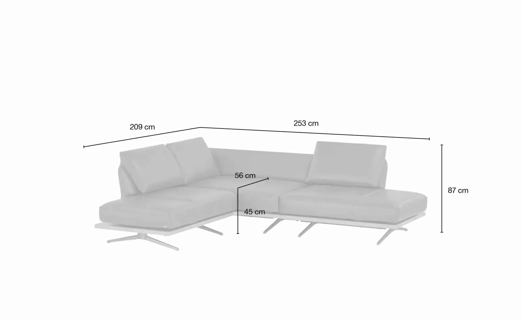 KOINOR Ecksofa  Phoenix ¦ rot ¦ Maße (cm): B: 253 H: 87 T: 209.0 Polstermöb günstig online kaufen