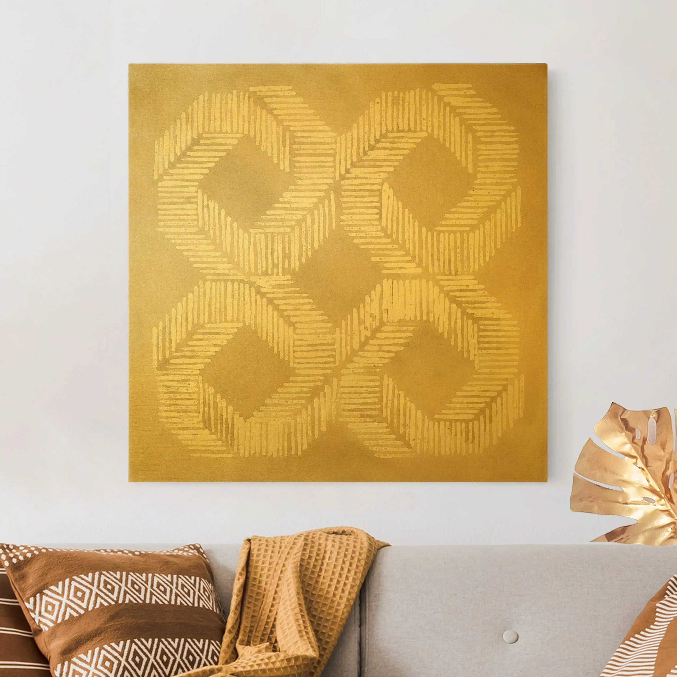 Leinwandbild Gold Sandfarbene moderne Geometrie II günstig online kaufen