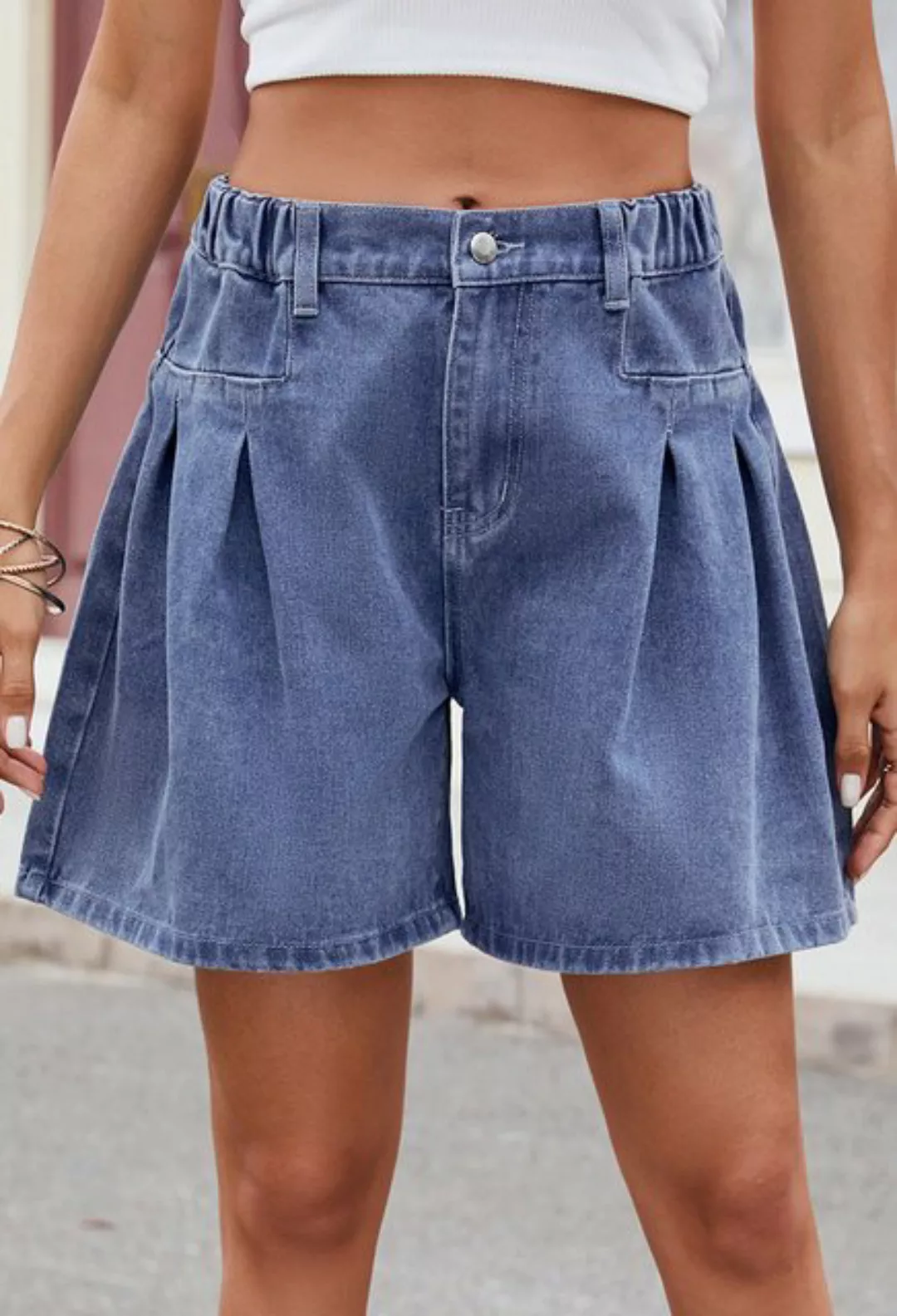 CHENIN Jeansshorts Gewaschene dreiviertelhose aus lockerem denim mit elasti günstig online kaufen