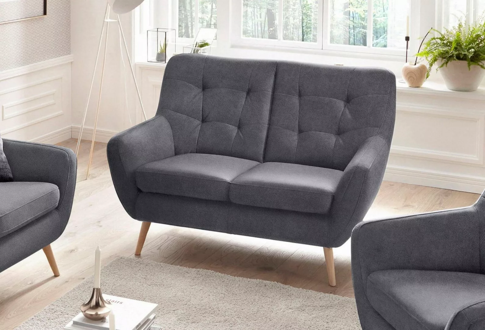 exxpo - sofa fashion 2-Sitzer "Scandi, bequem, aufwendige Rückenpolsterung günstig online kaufen