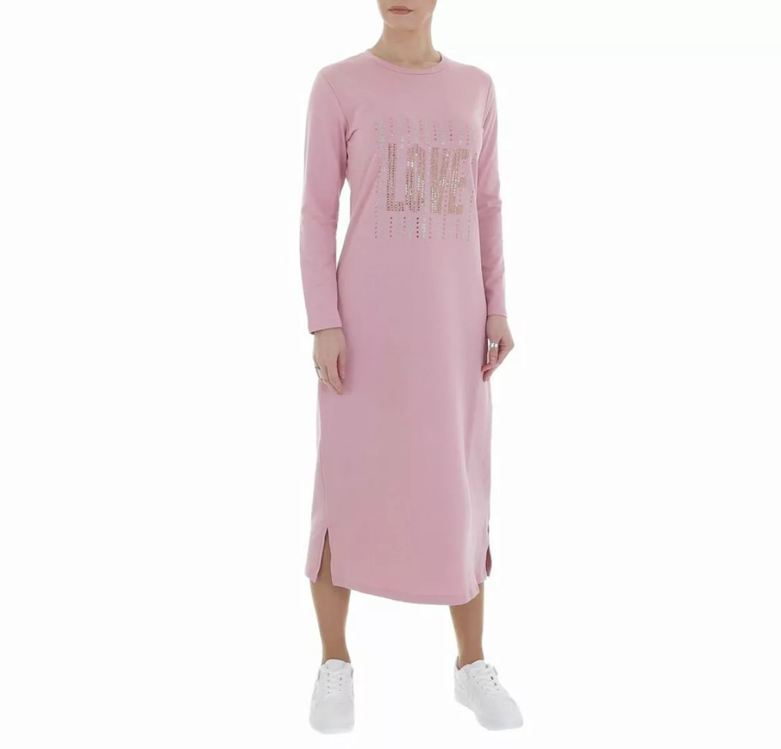 Ital-Design Bleistiftkleid Damen Freizeit Strass Stretch Maxikleid in Rosa günstig online kaufen