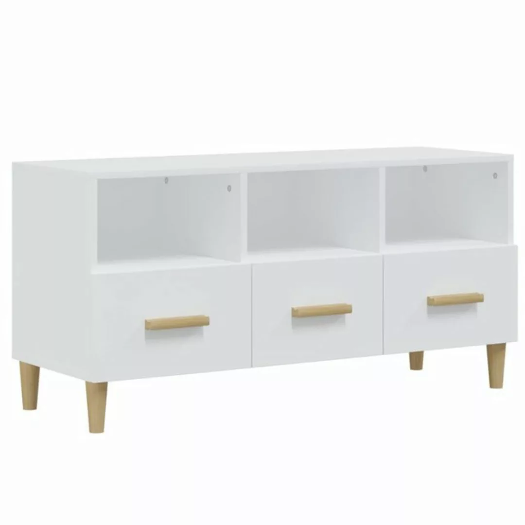 vidaXL TV-Schrank TV-Schrank Hochglanz-Weiß 102x36x50 cm Spanplatte Lowboar günstig online kaufen