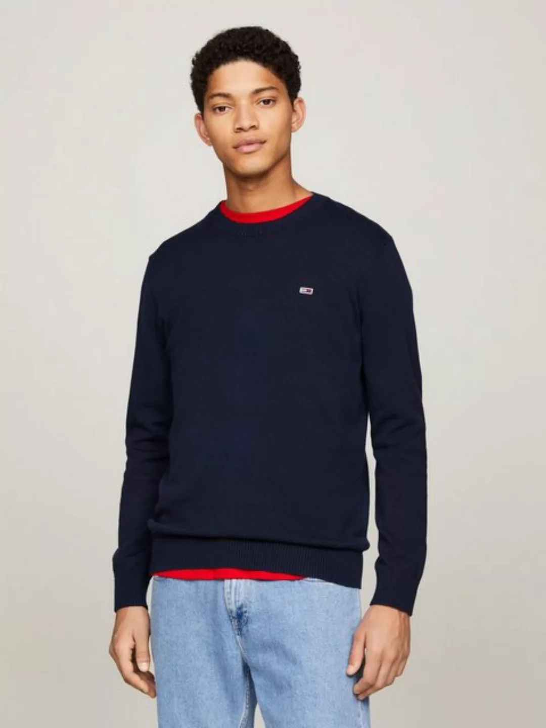 Tommy Jeans Rundhalspullover "TJM SLIM ESSENTIAL LIGHT SWEATER", mit Flag-P günstig online kaufen