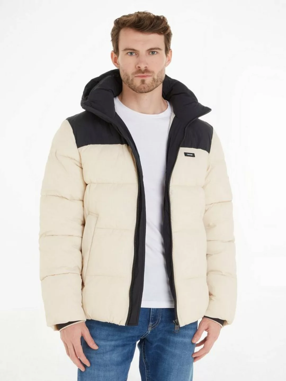 Calvin Klein Steppjacke CRINKLE NYLON COLOR BLOCK PUFFER mit Markenlabel günstig online kaufen