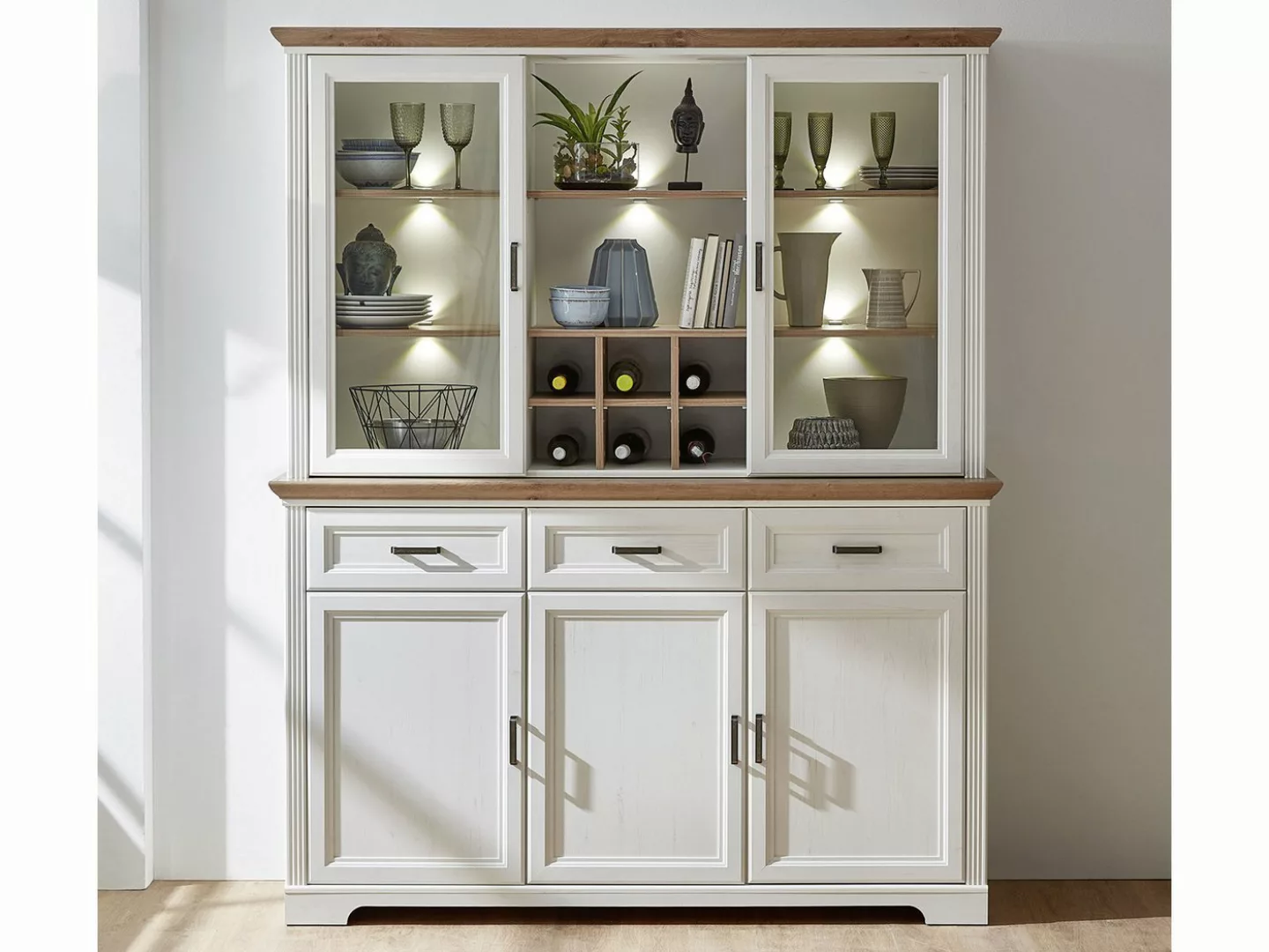 Innostyle Vitrine "Jasmin", (1 Sideboard und 1 Aufsatzvitrine), 2-teilig günstig online kaufen