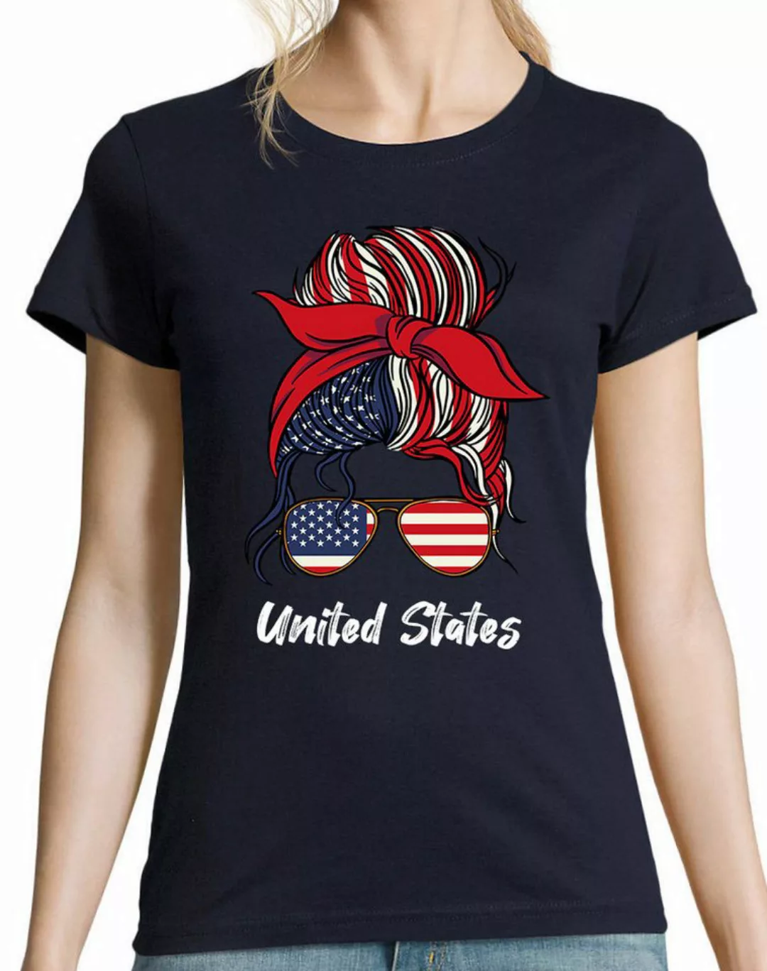 Youth Designz Print-Shirt USA Flagge Damen T-Shirt mit lustigen Logo für Da günstig online kaufen