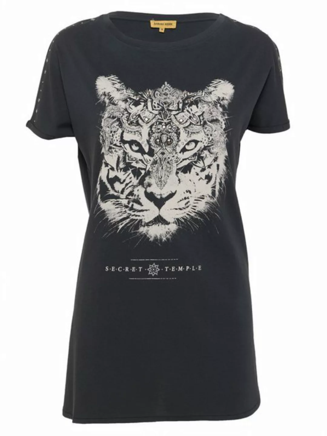 Sarah Kern T-Shirt Kurzarmshirt Figurumspielend mit auffälligem Tiger-Motiv günstig online kaufen