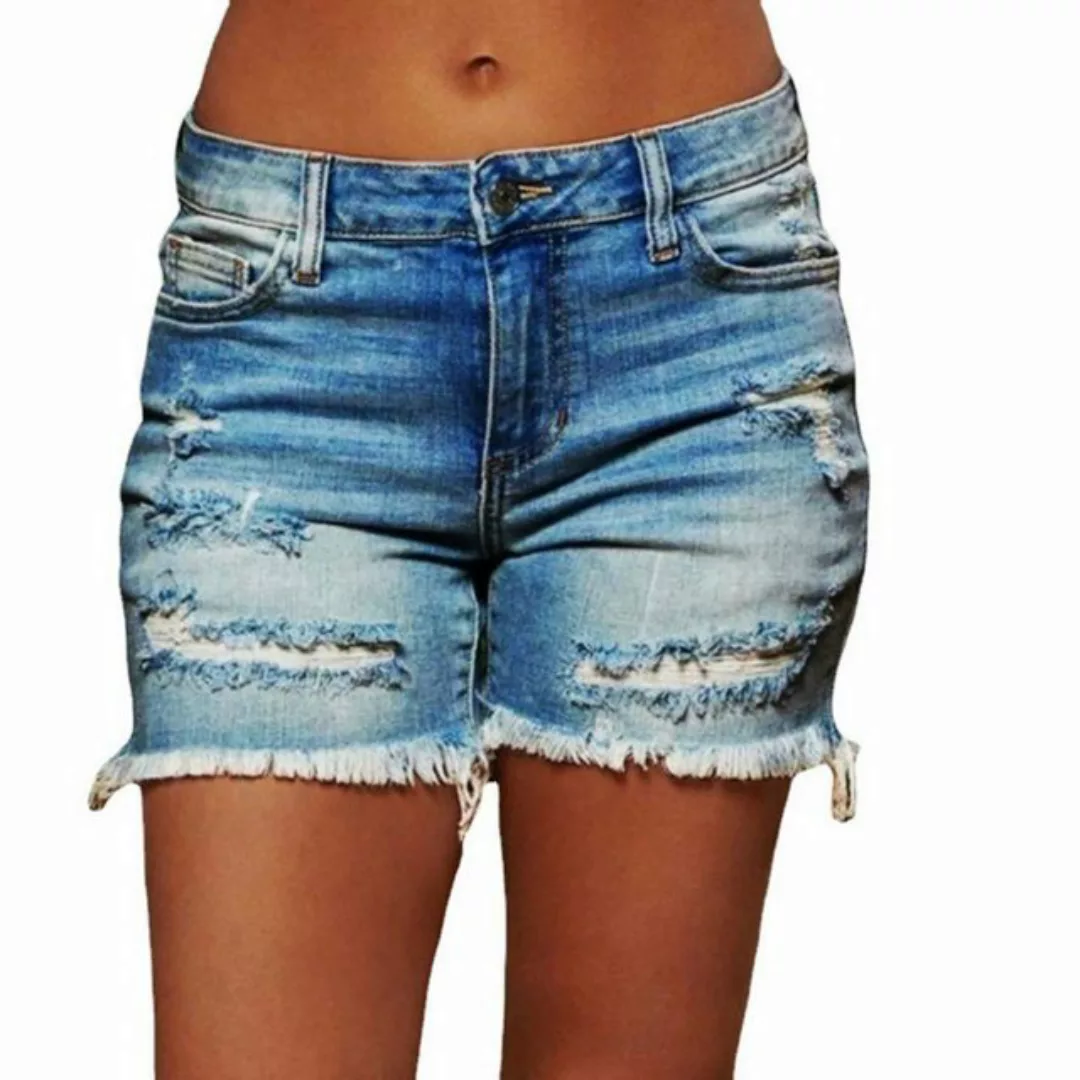 KIKI Jeansshorts Damen zerrissene Jeans Shorts -Hotpants-Jeans Shorts günstig online kaufen