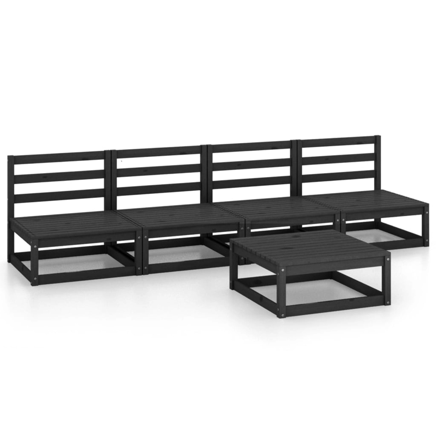 vidaXL 5-tlg Garten-Lounge-Set Schwarz Massivholz Kiefer Modell 101 günstig online kaufen