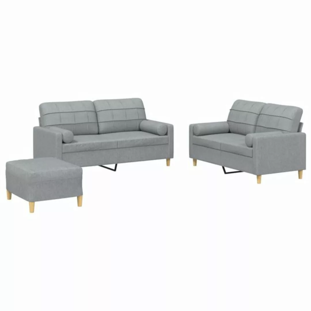 vidaXL Sofa Sofagarnitur mit Kissen Stoff, mit Zierkissen + Fusshocker, Hel günstig online kaufen